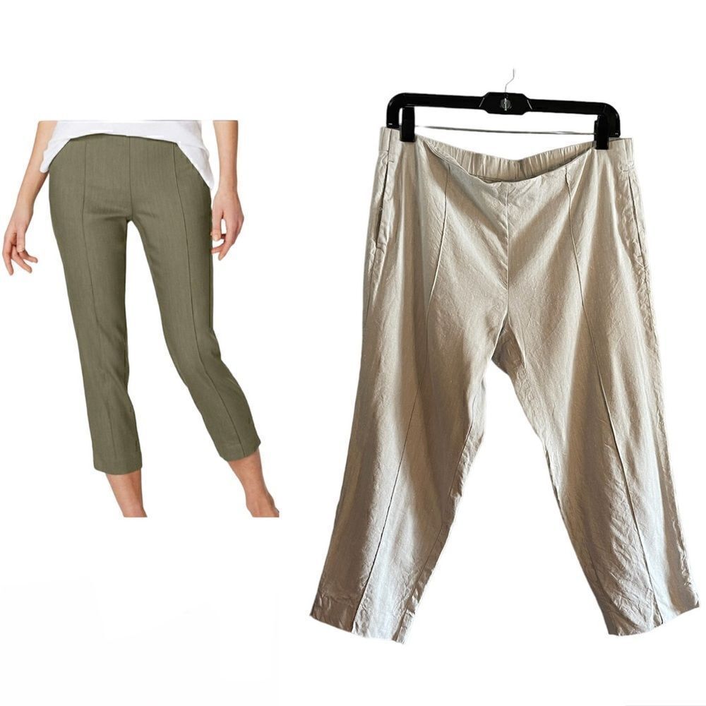 J.Jill Linen Blend Stretch Capri in Light Gray/Silver | SZ S